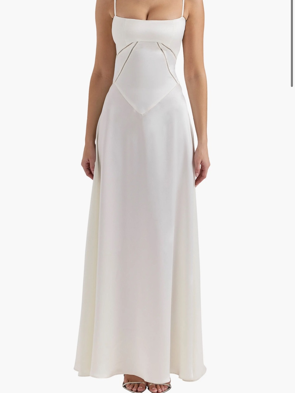 Elegant White Spaghetti Strap Maxi Dress
